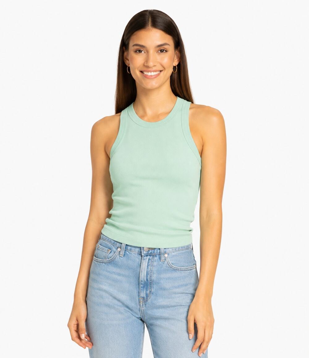 Olivia Rea New York Women's Ribbed Racer Tank Top Size XS Mint Green Stretch